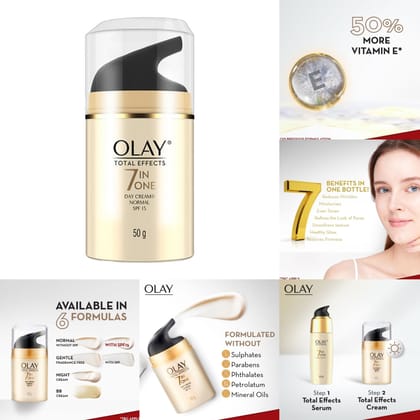 Olay Total Effects Day Cream With SPF15, Fights 7 Signs of Ageing With Niacinamide (50g)