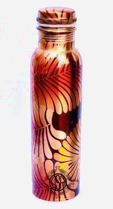 Copper Bottles for Printed Art Work, Travelling Purpose Bottles, Yoga Ayurveda Healing, 800 ML (Design P05)