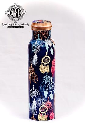Copper Bottles for Printed with Art Work, Travelling Purpose Bottles, Yoga Ayurveda Healing, 950 ML (Design SM 11) Copper Bottles for Printed with Art Work, Travelling Purpose Bottles, Yoga Ayurveda Healing, 950 ML (Design SM 11)