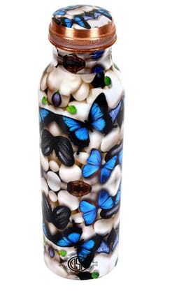 Copper Bottles for Printed with Art Work, Travelling Purpose Bottles, Yoga Ayurveda Healing, 950 ML (Design SM 17)