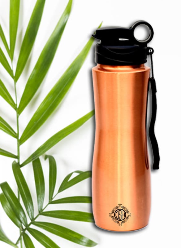 Copper Bottle, Pure Copper Water Bottles With Sipper, For Healthy Water, 750ml, Matt Brown