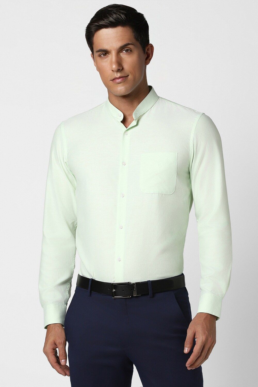 Men Green Slim Fit Formal Full Sleeves Formal Shirt