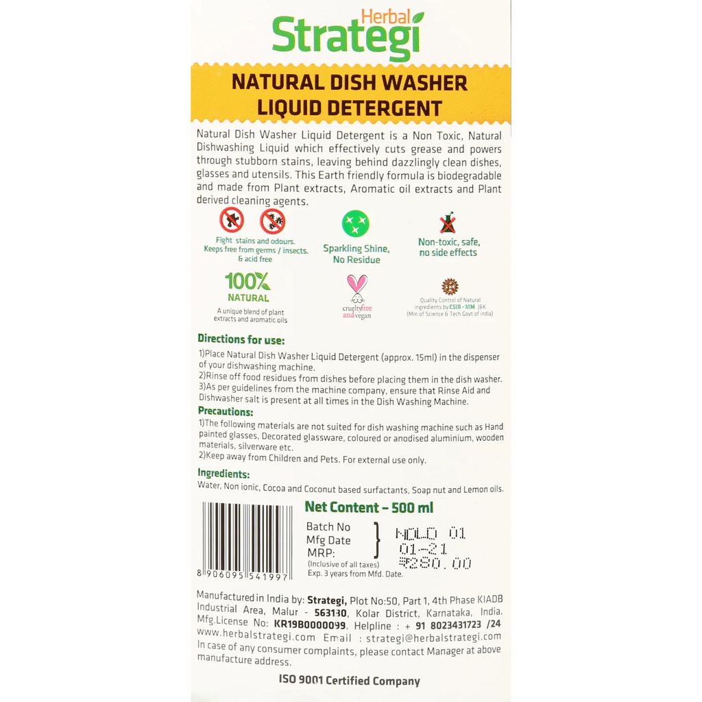 Herbal Strategi Natural Dishwasher Liquid Detergent 500ML