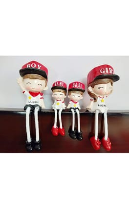 Resin Valentine Love Hanging Legs Family Showpiece Dolls Miniature Figurine-Living Room Home Decor Gift Item (Set of 4)