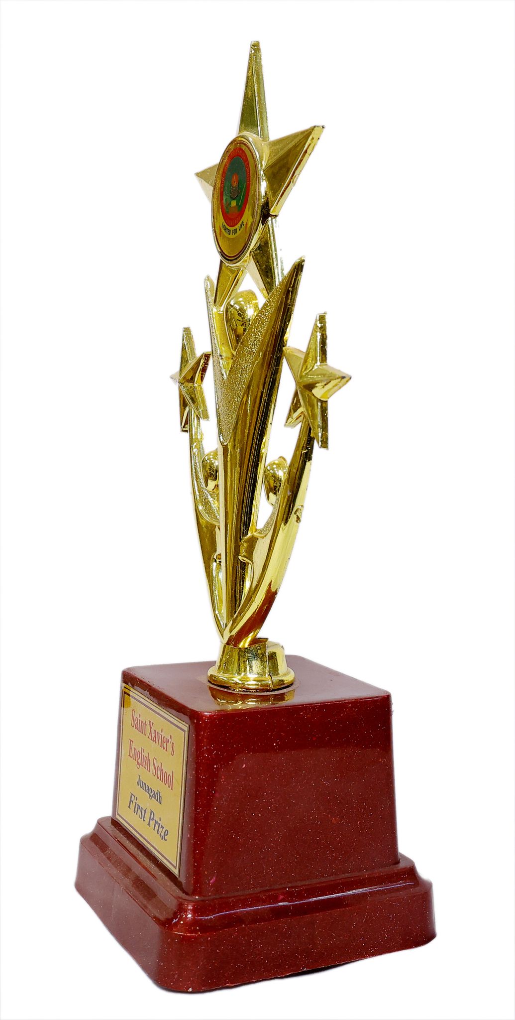 Three-Star King Trophy Golden Color Metal Brass Base Plastic