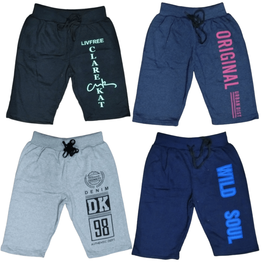 Boys Plain Threefourth Shorts 4pk