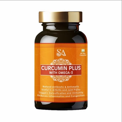 CURCUMIN PLUS WITH OMEGA- 3(Natural/Herbal for Daily Immunity & Resistance to infection ,Bone &Joint Wellness, Decreasing Workout Post Injuries)