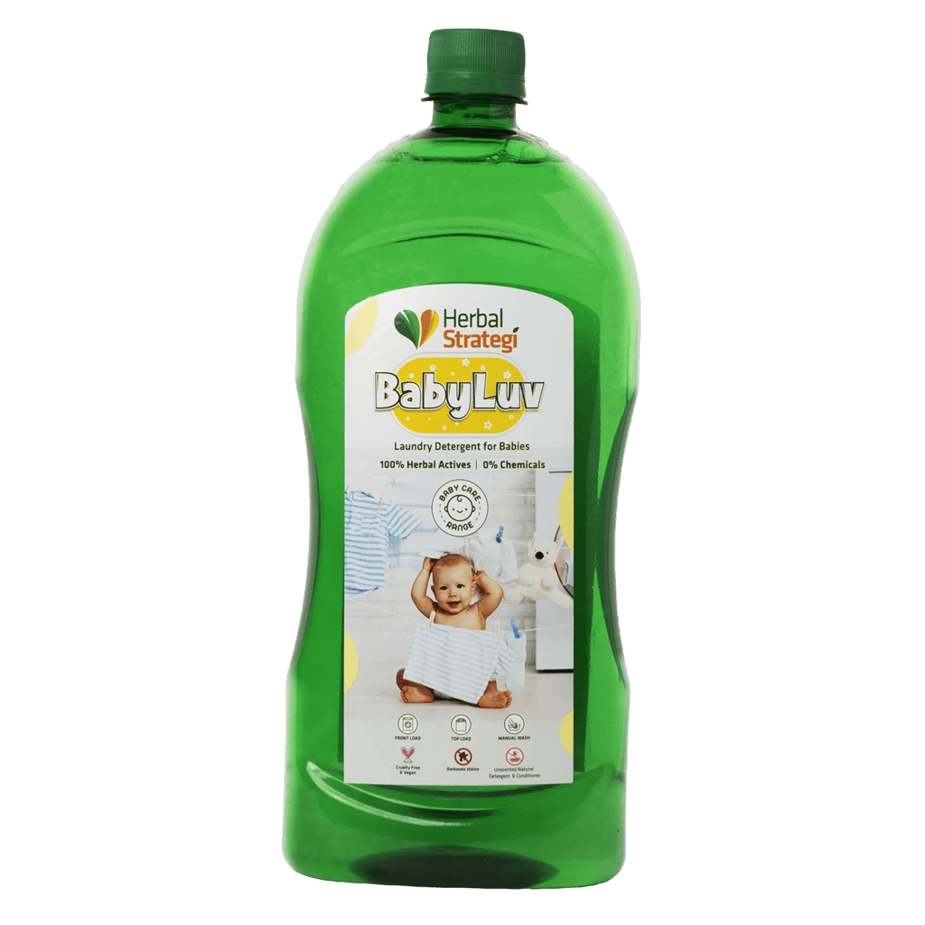 Herbal Strategi Natural Fabric Wash for Baby | Liquid Detergent for Top Load & Front Load Washing Machine | Suitable For All Fabrics | 1 Litre