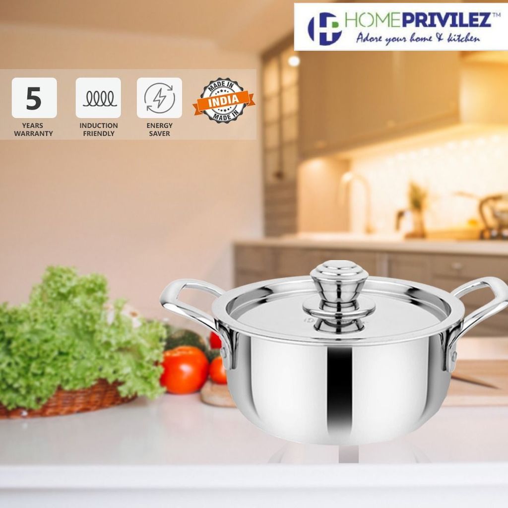 Stainless Steel Triply Stock Pot/Patila with SS Lid - Cookware | Buy online on ZillyBuy