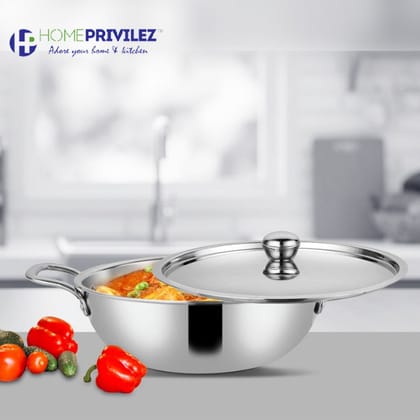 Stainless Steel Triply Kadhai with SS Lid Stainless Steel Triply Kadhai with SS Lid