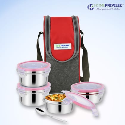 “Steel-Fresh” Stainless Steel Air Tight and Leak Proof Lunchbox -350mlx2 pcs, 250mlx1 pcs and 100mlx1 pcs(Set of 4) “Steel-Fresh” Stainless Steel Air Tight and Leak Proof Lunchbox -350mlx2 pcs, 250mlx1 pcs and 100mlx1 pcs(Set of 4)