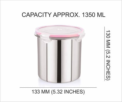 “Flip & Seal “Stainless Steel Air Tight Storage Container- Set of 2(1350mLx2) “Flip & Seal “Stainless Steel Air Tight Storage Container- Set of 2(1350mLx2)