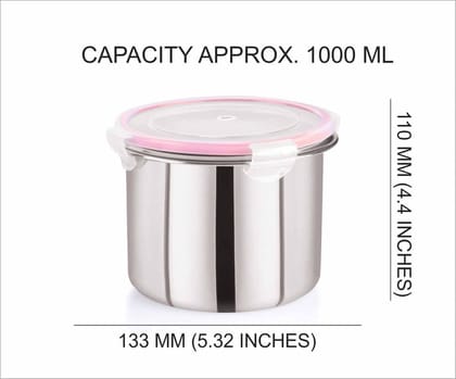“Flip & Seal “Stainless Steel Air Tight Storage Container- Set of 2(1000mLx2) “Flip & Seal “Stainless Steel Air Tight Storage Container- Set of 2(1000mLx2)