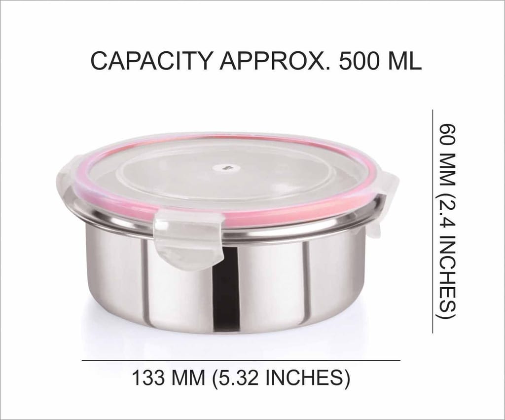 “Flip & Seal “ Stainless Steel Air Tight Storage Container- Set of 3(100mL,250mL,500mL)