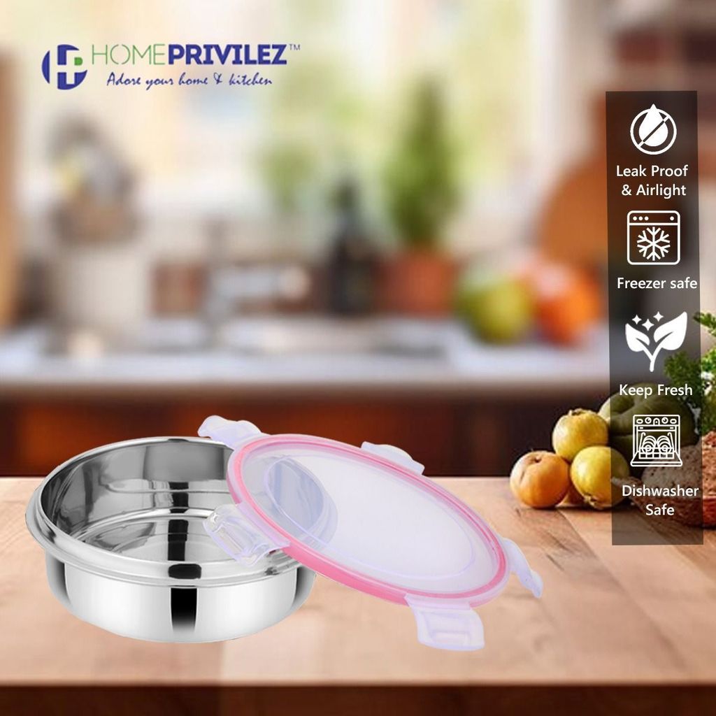 “Flip & Seal “ Stainless Steel Air Tight Storage Container- Set of 3(100mL,250mL,500mL)