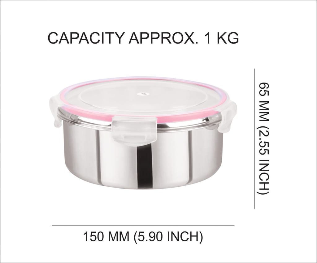 "Flip & Seal" Stainless Steel Airtight Flat Storage Container ( 700mL,1000ml & 1250mL)