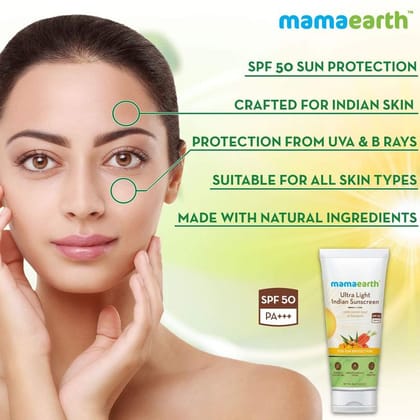 Mamaearth ultralight sunscreen (80 gm) + Mamaearth ubtan Moisturizer (80 gm) + Mamaearth ubtan facewash (100 ml) Pack of 3