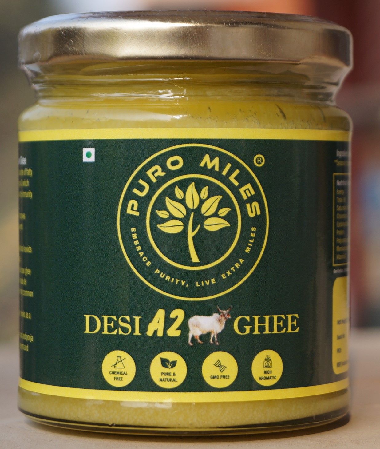 Puro Miles A2 Cow Ghee Made with A2 Milk of Kankrej Cow Handmade & Home Made Prepared in small batches with no additives or preservatives (200mL)