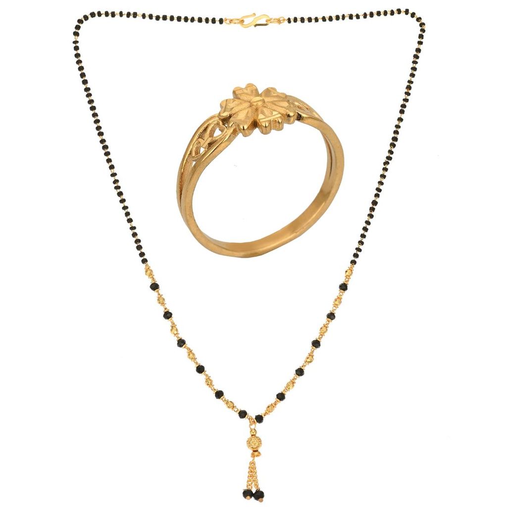 AanyaCentric Gold plated Mangalsutra and Ring Set Ethnic Yet Stylish Jewelry
