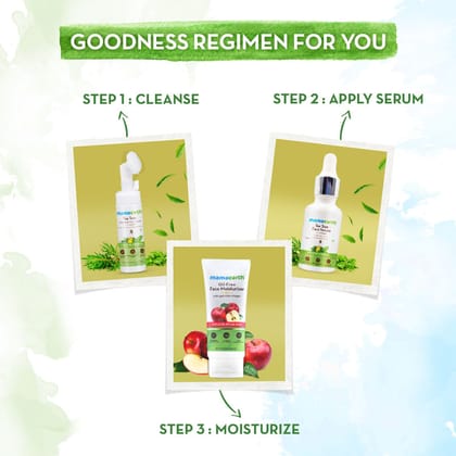 Mamaearth tea tree foaming facewash (150 ml) + Mamaearth tea tree face serum (30 ml) + Mamaearth apple cider vinegar Moisturizer(80 gm) Pack of 3