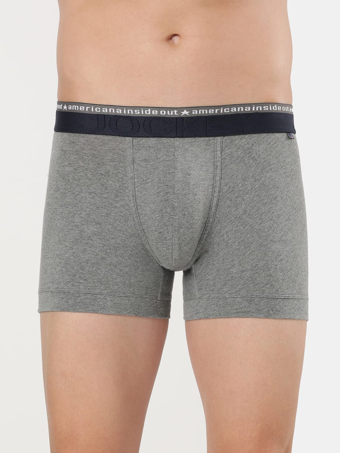 Jockey Men's Super Combed Cotton Elastane Stretch Solid Trunk US60 Mid Grey Melange Pack Of 1