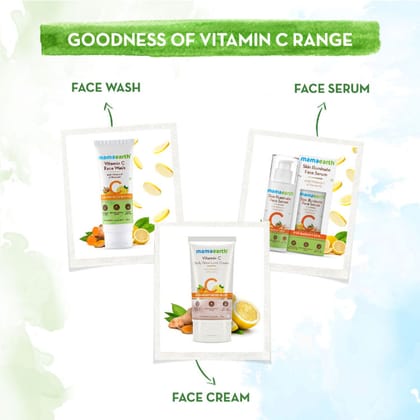 Mamaearth Vit C facewash (100 ml) + Mamaearth Vitamin C Daily Glow Lumi Cream (30 g) + Mamaearth Skin Illuminate Face Serum With Vitamin C & Turmeric  (30g) Pack of 3