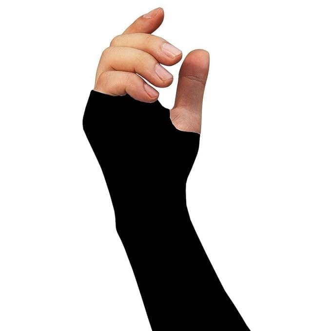 CHINTELS UV Sun Protection Arm Sleeves with Thumb hole Microfibre Arm Warmer,Pack of 4 (Black)