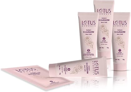 Lotus Herbals Radiant Bridal Glow Rose Gold Facial Kit (10gm+10gm+7gm+10gm+20gm) Pack of 4