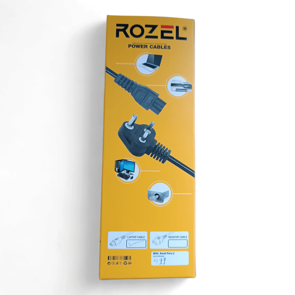 ROZEL 1.5M Durable Laptop Power Cord with 100% Copper Wires