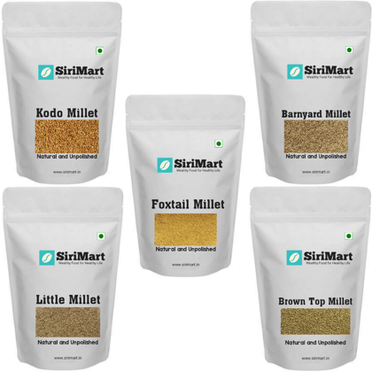 SiriMart Siridhanya Unpolished and Organic Millet 850gm Each | Pack of 5 | Healthy weight management food