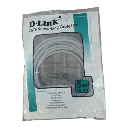 Connect & Conquer: Premium D-Link Cat6 Ethernet Cable 5m - High-Speed Data Transfer, Reliable Signal, Grey, Sleek Design