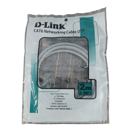 Connect & Conquer: Premium D-Link Cat6 Ethernet Cable 2m - High-Speed Data Transfer, Reliable Signal, Grey, Sleek Design