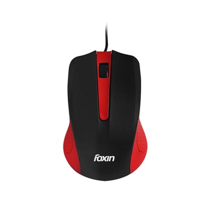 Foxin Wired USB Mouse, Clickable Scroll Wheel, Quick Response Ergonomic Mouse for Comfortable All-Day Grip for Pc/Laptop (RED)