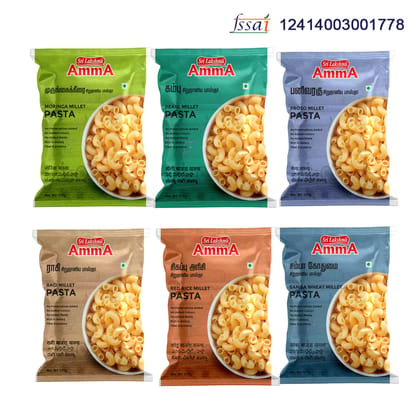 Sri Lakshmi AmmA Millet Pasta | Pack of 6 | Moringa, Pearl, Proso, Samba, Ragi, Red rice