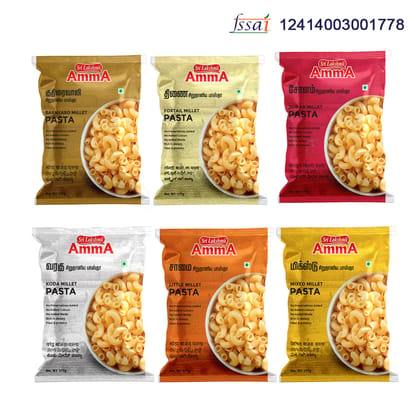 Sri Lakshmi AmmA Millet Pasta | Pack of 6 | Barnyard, Foxtail, Jowar, Kodo, Little Millet and Mixed Millet pasta