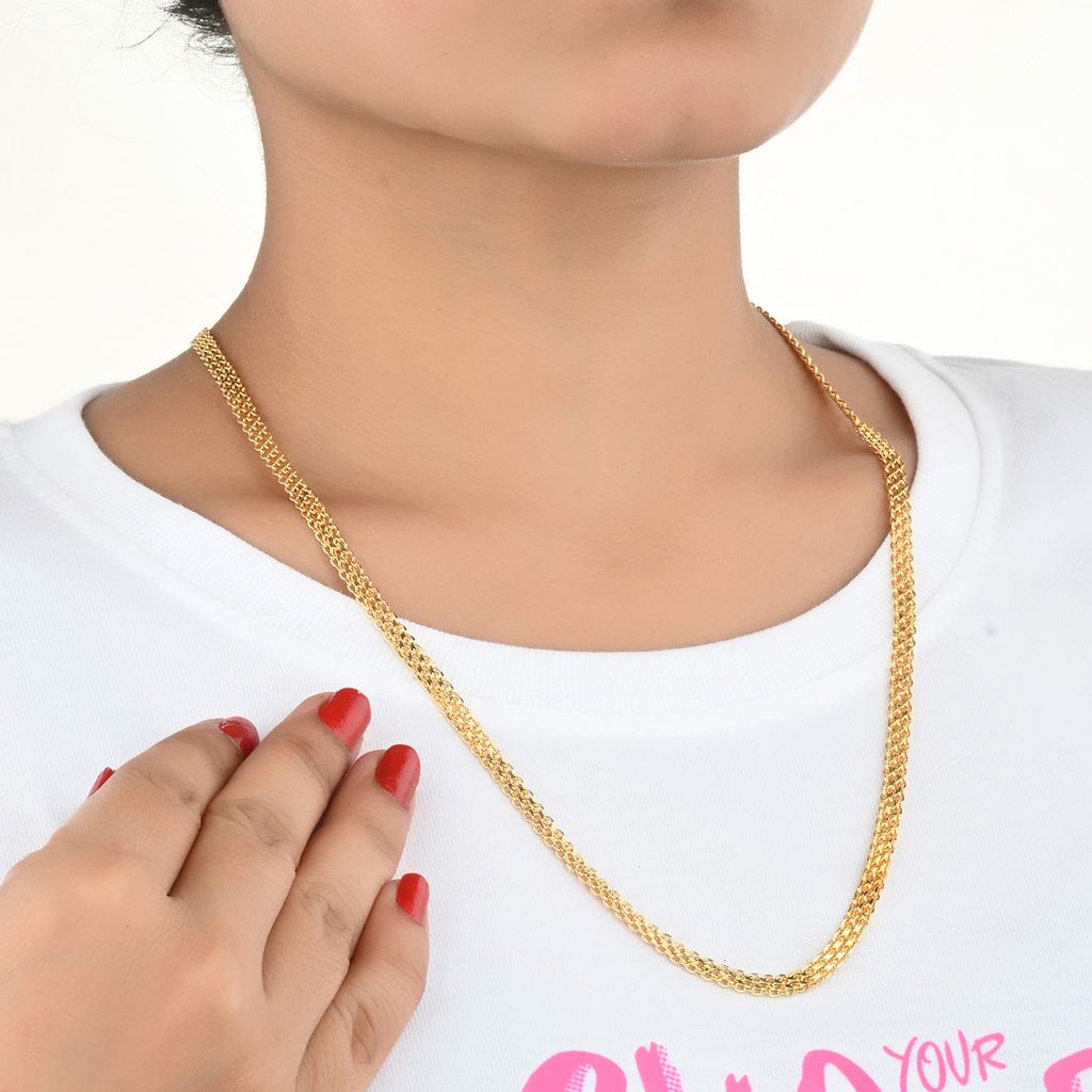 AanyaCentric Latest Silver Plated Anklets & 22inches Long Gold Plated Chain - Stylish Women and Girls Accessories