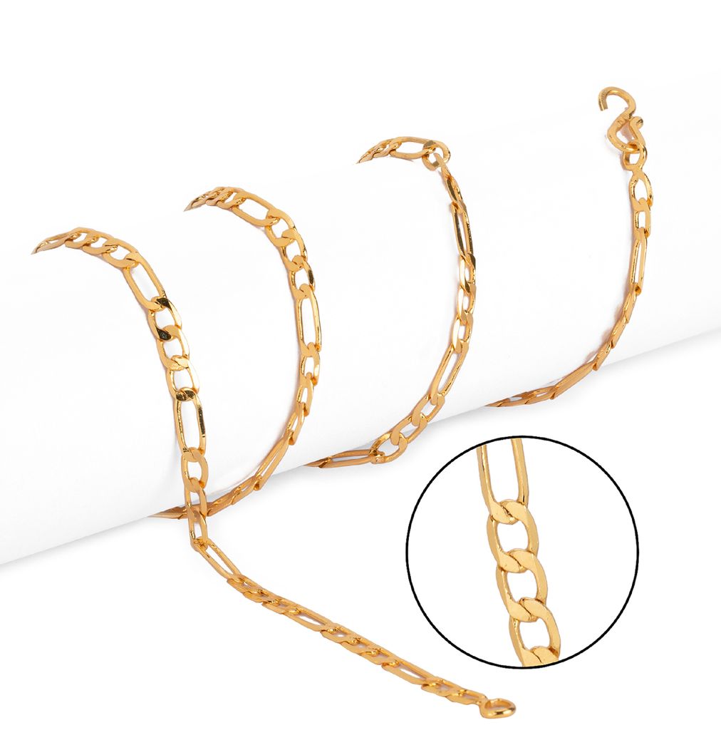 AanyaCentric Latest Silver Plated Anklets Pair & 22 inch Long Gold Plated Chain Stylish Women's and Girls' Accessories