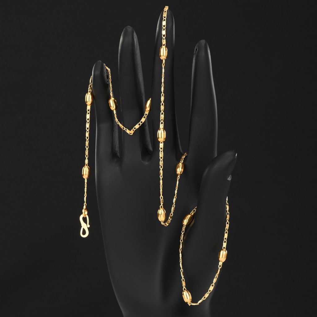 AanyaCentric Elegant Silver Plated Anklets and 22" Length Gold Plated Chain - Stylish Women's and Girls' Accessories