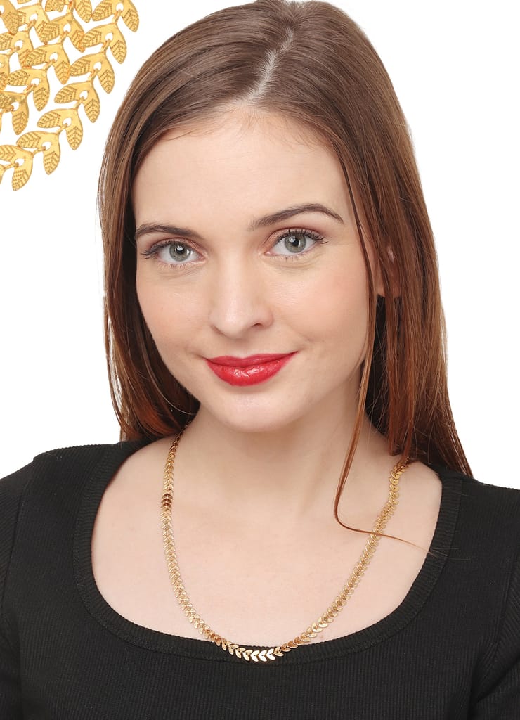 AanyaCentric Latest Silver Plated Anklets Pair & 22inch Long Gold Plated Chain Stylish Women and Girls Accessories