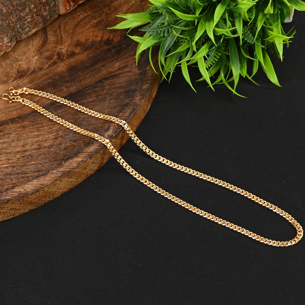 AanyaCentric Latest Silver Plated Anklets Pair & 22 inches Long Gold Plated Chain - Stylish Women and Girls Accessories