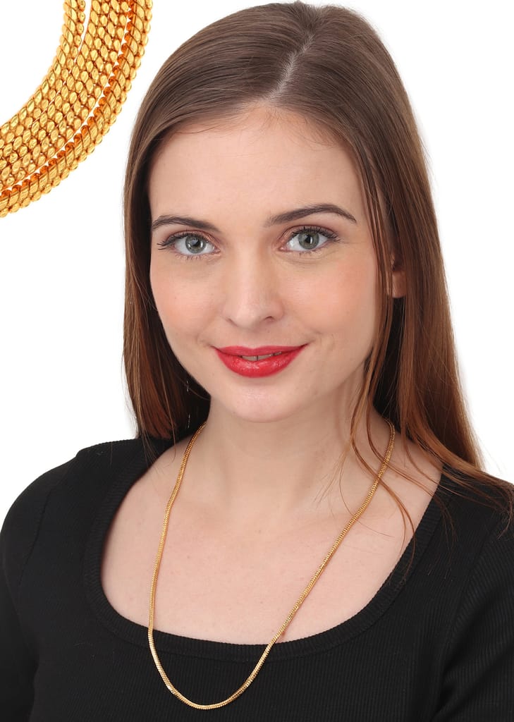 AanyaCentric Latest Silver Plated Anklets & 22inch Long Gold Plated Chain Stylish Women's and Girls' Accessories