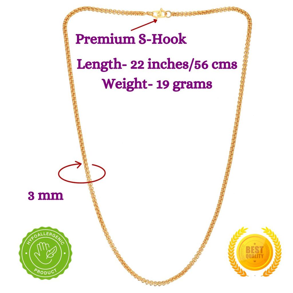 AanyaCentric Elegant Silver Plated Anklets Pair & 22 inch Gold Plated Chain Stylish Women and Girls Jewelry Set