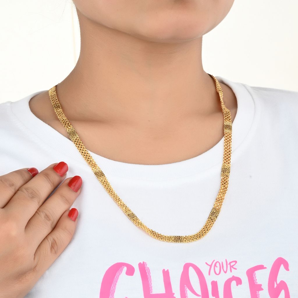 AanyaCentric Elegant Silver Plated Anklets & 22inches Gold Plated Chain Stylish Women and Girls Jewelry Set