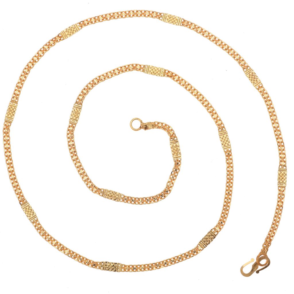 AanyaCentric Elegant Silver Plated Anklets Pair & 22 inches Gold Plated Chain - Stylish Women and Girls Jewelry Set