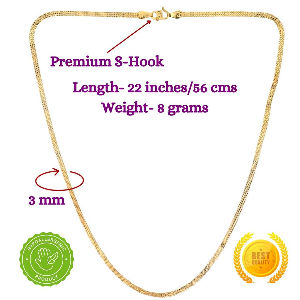 AanyaCentric Latest Silver Plated Anklets Pair & 22inch Gold Plated Chain Stylish Women and Girls Jewelry Set