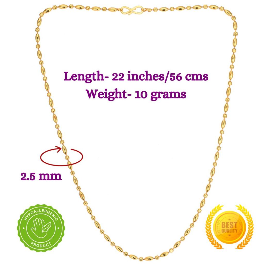 AanyaCentric Elegant Silver Plated Anklets Pair & 22inches Gold Plated Chain - Stylish Women's and Girls' Jewelry Set