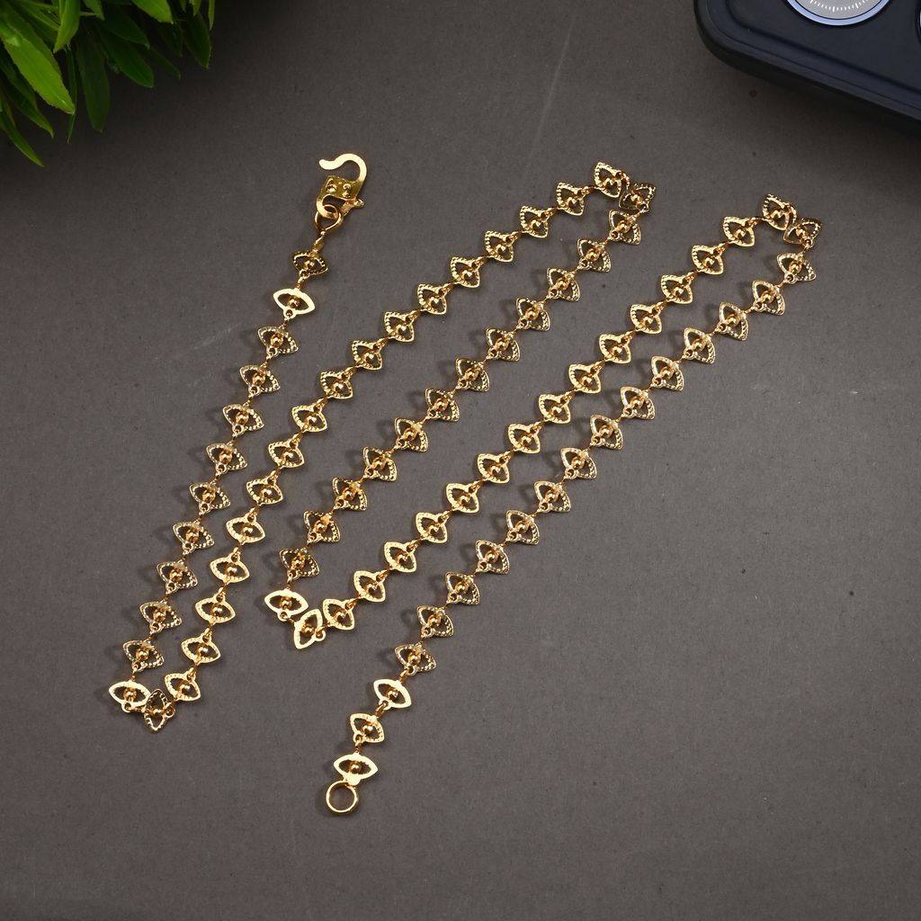 AanyaCentric Elegant Silver Plated Anklets & 22" Gold Plated Chain - Stylish Women and Girls Accessories