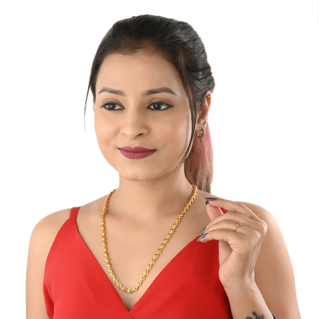 AanyaCentric Elegant Silver Plated Anklets & 22 inch Long Gold Plated Chain - Stylish Women and Girls Accessories