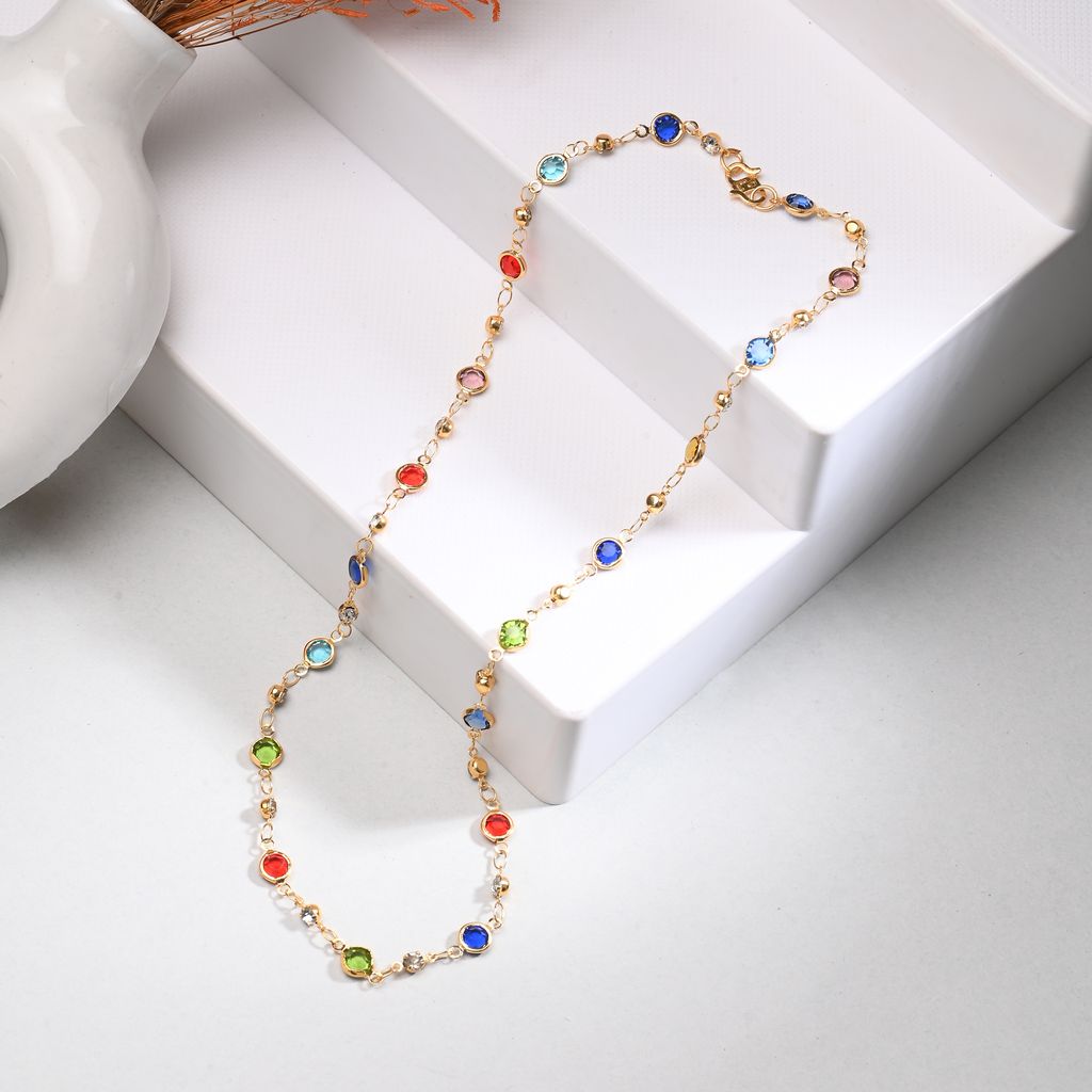 AanyaCentric Elegant Silver Plated Anklets Pair & 22inch Gold Plated Chain - Stylish Women's and Girls' Accessories