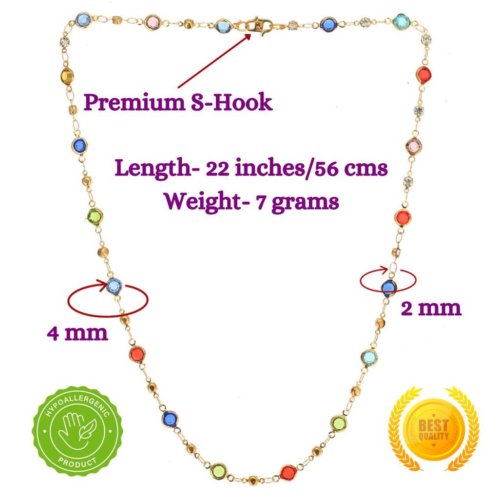 AanyaCentric Elegant Silver Plated Anklets Pair & 22inch Gold Plated Chain - Stylish Women's and Girls' Accessories